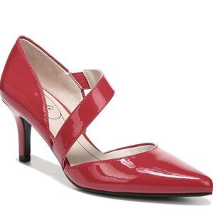 Life Stride Asymmetrical Strap Comfort Insole Pointed Toe Red Suki Pump/heels